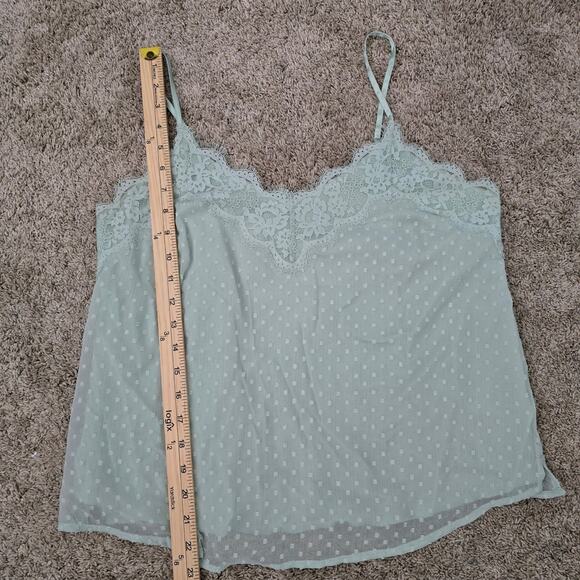 Abercrombie & Fitch Lace Trim Cami Top M Mint Green Mesh Soft Girl Y2K Layering - Picture 5 of 8